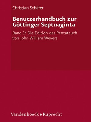 cover image of Benutzerhandbuch zur Göttinger Septuaginta